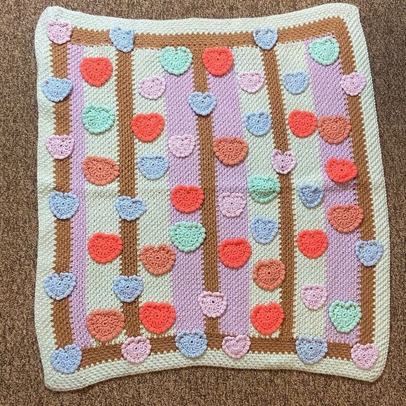 Beautiful Circles Crochet Blanket Pattern - Etsy Colorful Crochet Blanket with Circles Flowers Hand Craft Size 37X40 Approximate